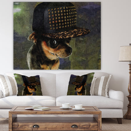 Chihuahua With Hat - Cottage Canvas Artwork