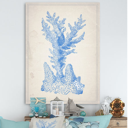 Blue Coral 1 - Nautical & Coastal Premium Canvas Wall Art