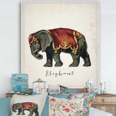 Circus Animals Elephant - Cottage Canvas Artwork
