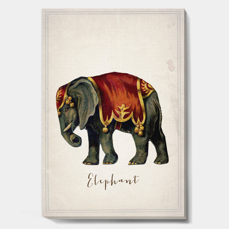 Circus Animals Elephant - Cottage Canvas Artwork