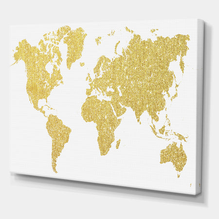 Golden Map Of The Earth - Fashion Canvas Art Print