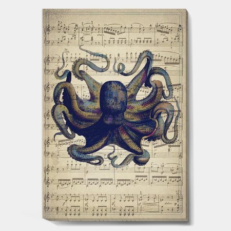 Octopus Music Score I - Nautical & Coastal Canvas Artwork