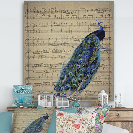 Peacock Music Score - Cottage Gallery-wrapped Canvas