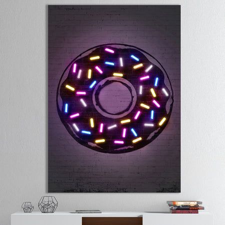 Neon Sugar Fantasy Donut - Modern & Contemporary Canvas Art Print
