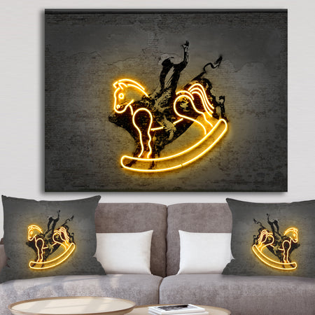 Neon Rodeo Horse - Modern & Contemporary Premium Canvas Wall Art