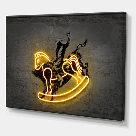 Neon Rodeo Horse - Modern & Contemporary Premium Canvas Wall Art