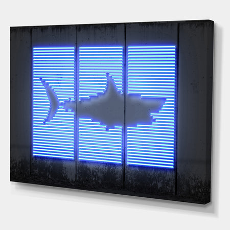 Blue Neon Shark - Modern & Contemporary Canvas Wall Art