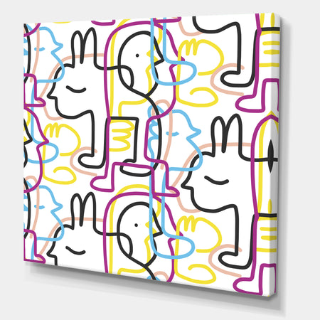 Down The Rabbit Hole Seamless Pattern - Mid-Century Modern Premium Canvas Wall Art