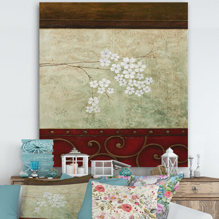 White Flowers Through Window Swirl - Cottage Gallery-wrapped Canvas