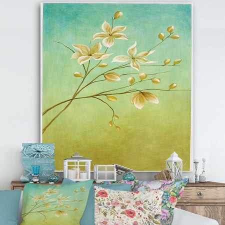White Flowers At Dawn - Cottage Premium Canvas Wall Art