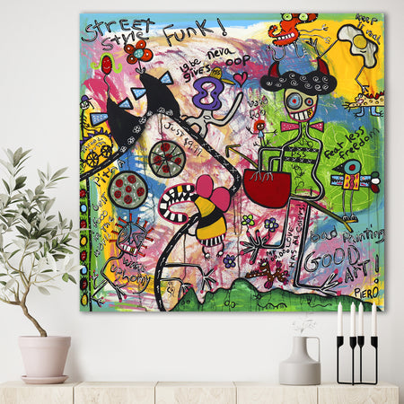 Expressionist Grafitti Composition I - Modern & Contemporary Premium Canvas Wall Art