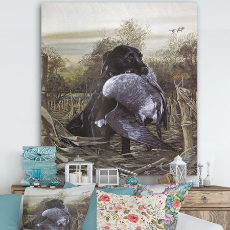 Hunting Dog Returning Duck - Cottage Canvas Wall Art