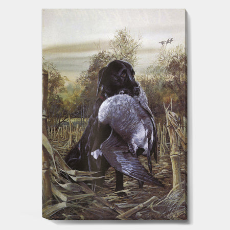 Hunting Dog Returning Duck - Cottage Canvas Wall Art