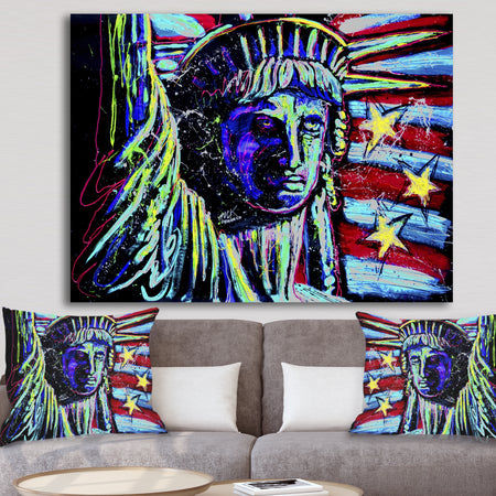 Liberty For Prints 001 Touched Neon - Modern & Contemporary Canvas Art Print