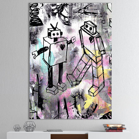 Robot Love Color - Modern & Contemporary Canvas Artwork