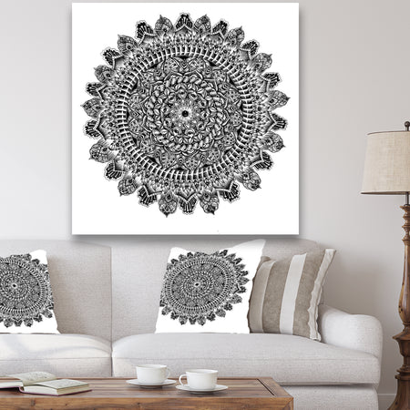 Mandala Drawing - Traditional Canvas Art Print