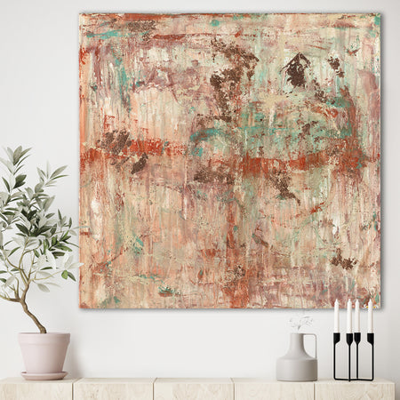 Red And Turquoise Texture Painting I - Modern & Contemporary Canvas Wall Art