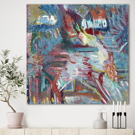 Composition in Blue Red And Yellow - Modern & Contemporary Canvas Art Print