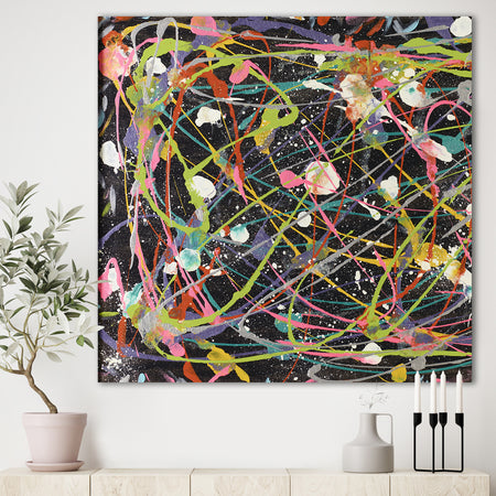 Red, Yellow and Black Pollock Style II - Modern & Contemporary Gallery-wrapped Canvas