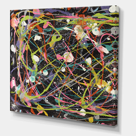 Red, Yellow and Black Pollock Style II - Modern & Contemporary Gallery-wrapped Canvas