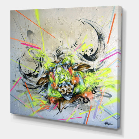 Fluo Water Buffalo Street Art - Modern & Contemporary Canvas Art Print