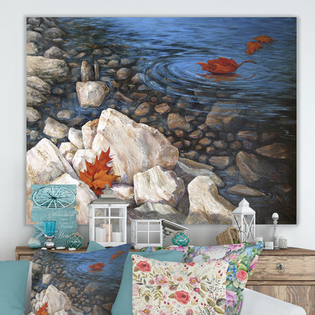 A Touch of Fall - Lake House Canvas Wall Art