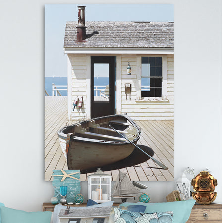 Boat on the Dock - Nautical & Coastal Premium Canvas Wall Art