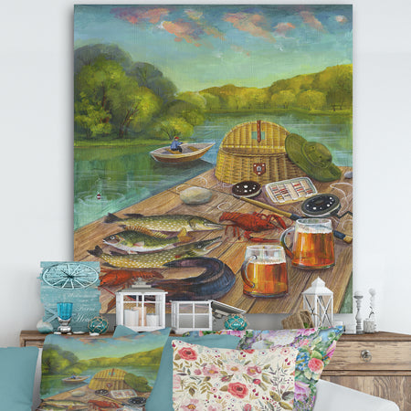 Fishing Feast At The Lake - Lake House Gallery-wrapped Canvas