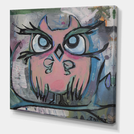 Pink Watercolor Owl - Cottage Canvas Artwork