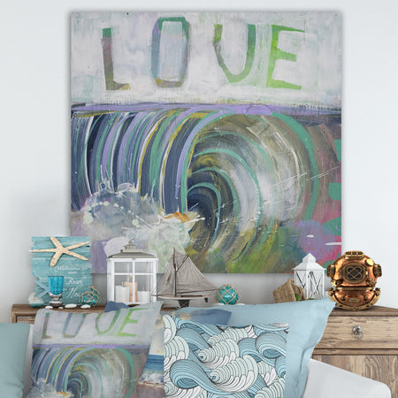 Love Wave Watercolor - Nautical & Coastal Canvas Art Print