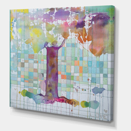 Tree Map Grid - Cottage Canvas Artwork