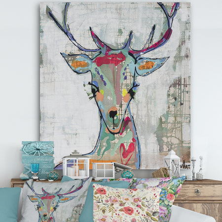 Colorful Deer I - Cottage Canvas Artwork