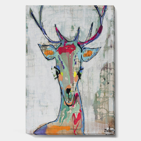 Colorful Deer I - Cottage Canvas Artwork