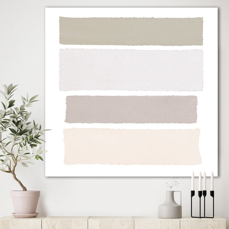 Painted Weaving I Neutral on White Sq - Modern Geometric Premium Canvas Wall Art