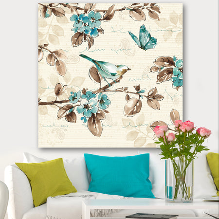 Beige Bird Wings III - Traditional Gallery-wrapped Canvas