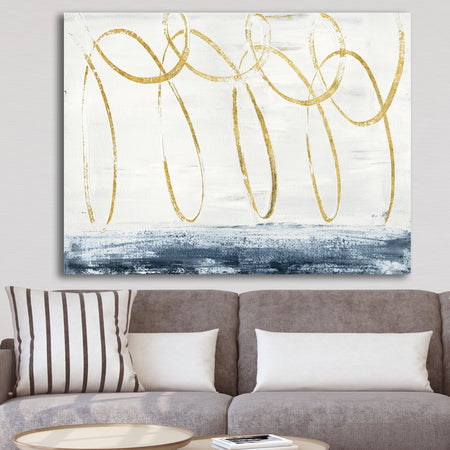 Gold Abstract Geometric Shape - Modern Transitional Canvas Art
