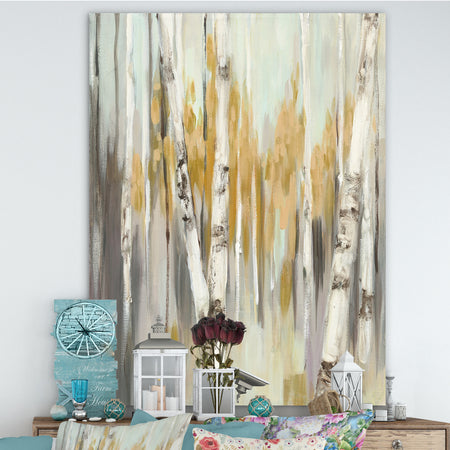 Silver and Yellow Birch Forest - Cottage Canvas Artwork
