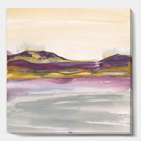 Painted Purple and Gold Landscape II - Shabby Chic Canvas Artwork
