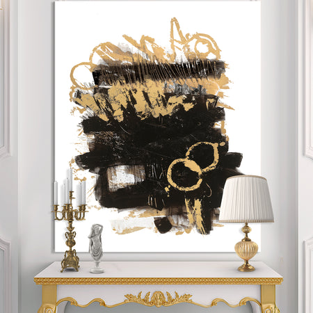 Gold and Black drift II - Glam Modern Premium Canvas Wall Art
