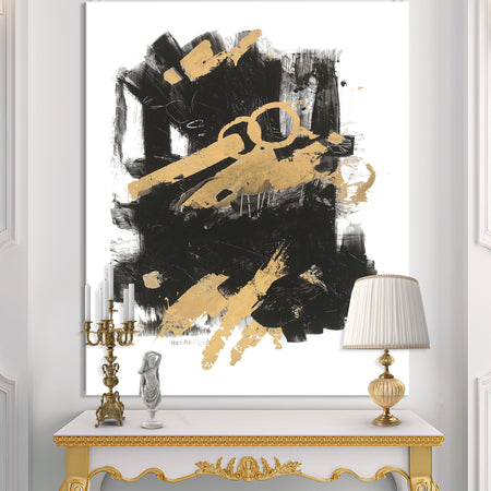 Gold and Black drift I - Modern Glam Canvas Artwork