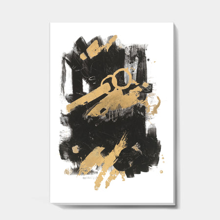 Gold and Black drift I - Modern Glam Canvas Artwork