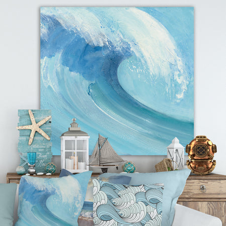 Ocean Wave with White Foam - Nautical & Coastal Canvas Art