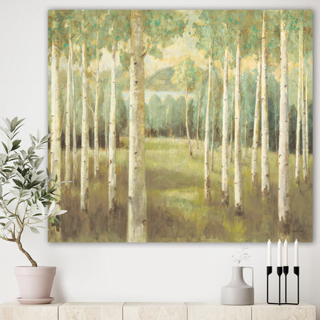 Aspens Neutral Forest - Traditional Gallery-wrapped Canvas