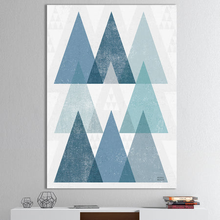 minimal Triangles IV Blue - Mid-Century Modern Canvas Art