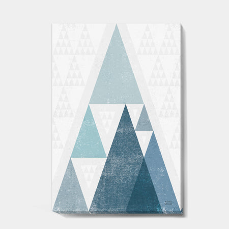 minimal Triangles III Blue - Mid-Century Modern Premium Canvas Wall Art