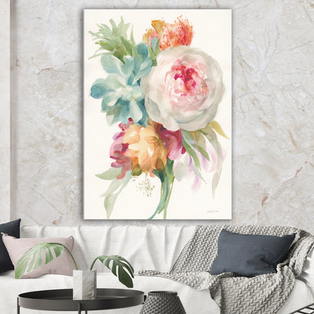 Multicolor French Bouquet II - Farmhouse Premium Canvas Wall Art