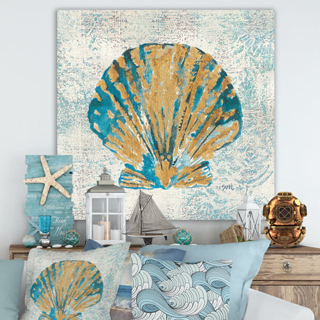 Coastal Pastel seashells I - Vintage Nautical Gallery-wrapped Canvas