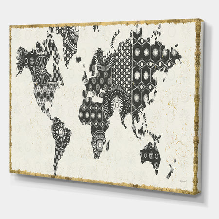 Madallions Map - Traditional Gallery-wrapped Canvas