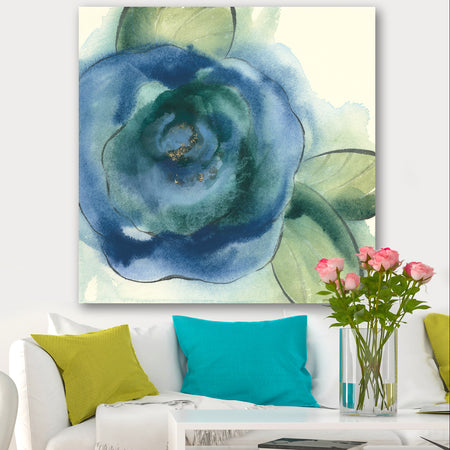 Blue Floral Poppies I - Cottage Canvas Art