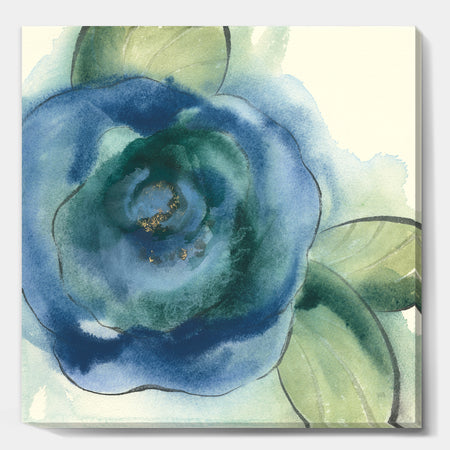 Blue Floral Poppies I - Cottage Canvas Art